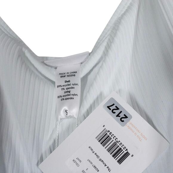 Flawed Andie Swim Women's Small White The Amalfi Ribbed Swimsuit Padded 2127 - Picture 11 of 12